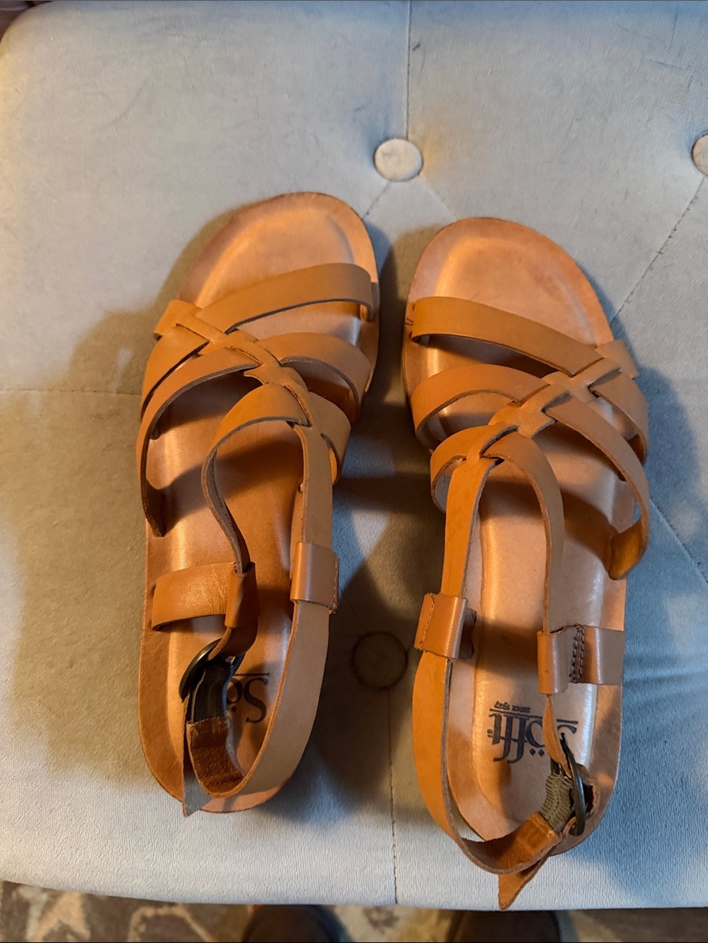 Sofft Cognac Strappy Leather Women's Sandals